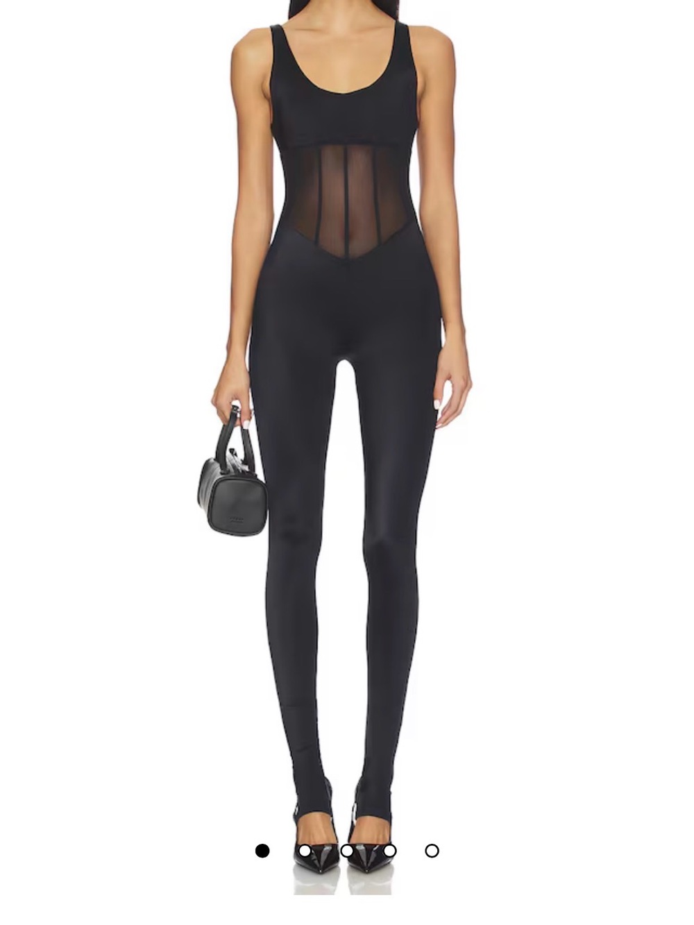 WeWoreWhat Black Mesh Bodice Slim Jumpsuit